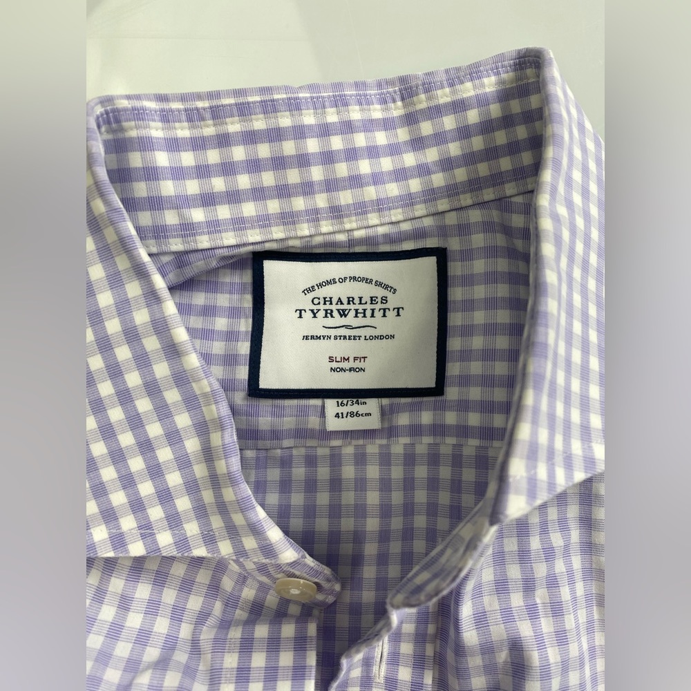 CHARLES TYRWHITT light purple button down blouse p30-41 - Picture 4 of 9